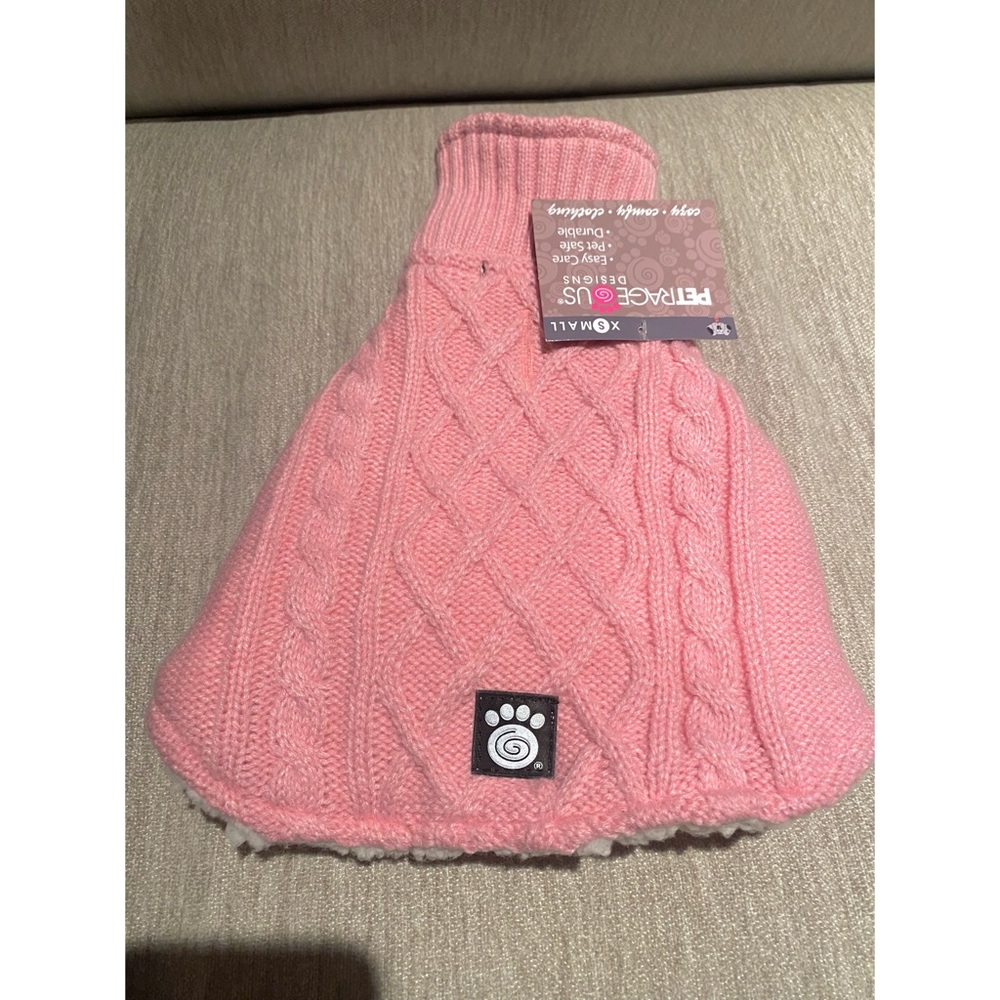 Pink Knit Sherpa Lined Dog Sweater